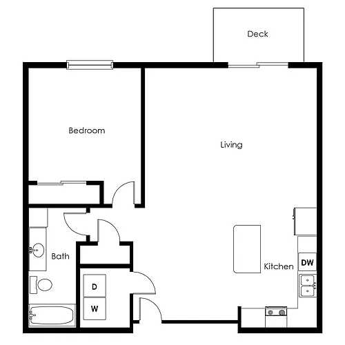 Floor plan 1 Bed 1 Bath | 739sf
