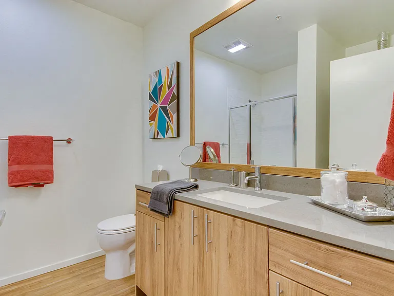 Bright bathrooms with vanity storage