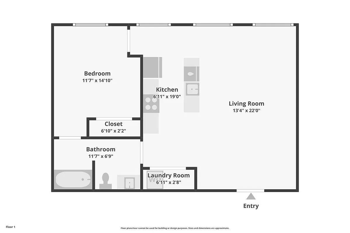 Floor plan One Bedroom One Bath