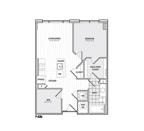 Floor plan 1Bed/1Bath-P-A2b