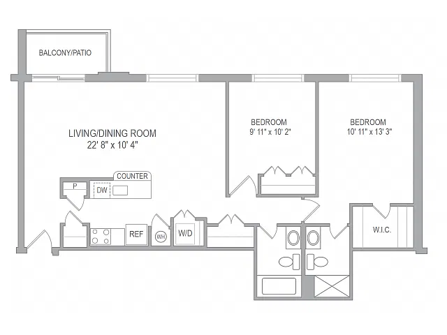 Floor plan 2BR/2BA