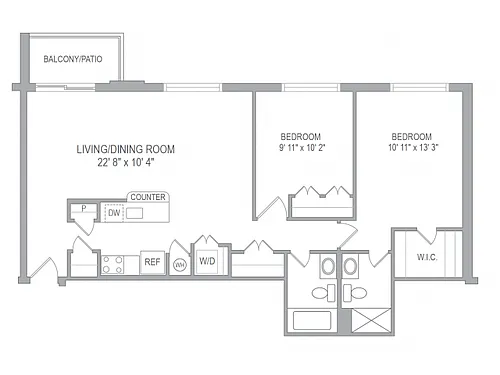 Floor plan 2BR/2BA