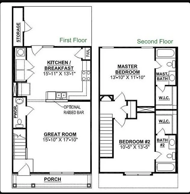 Floor plan 2 Bedroom Townhome A