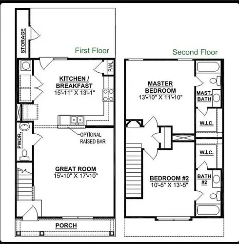 Floor plan 2 Bedroom Townhome A