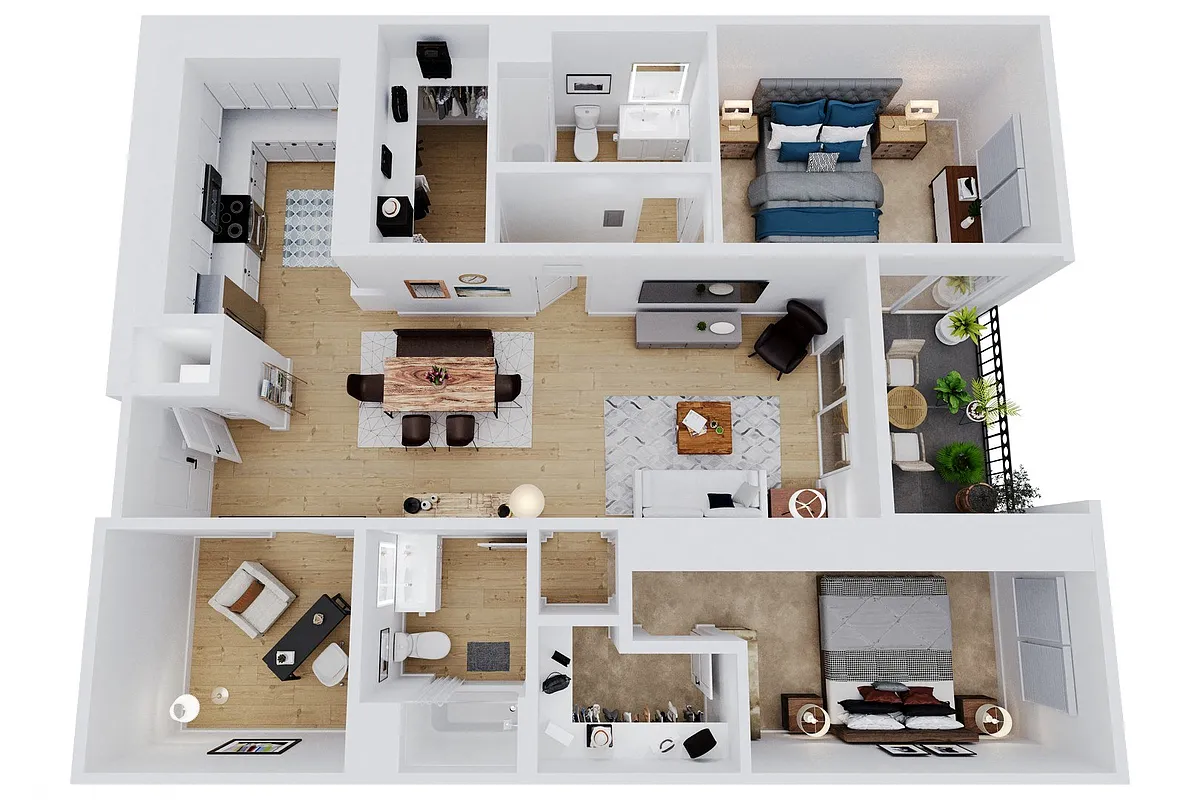Floor plan 2 Bedroom Plus Den, 2 Bathroom