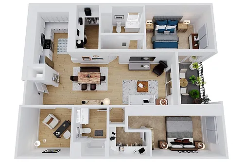 Floor plan 2 Bedroom Plus Den, 2 Bathroom