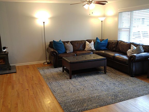Living room w/ wood stove