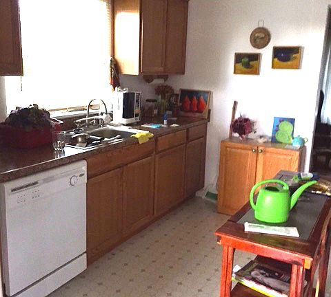 New oak cabinets in kitchen