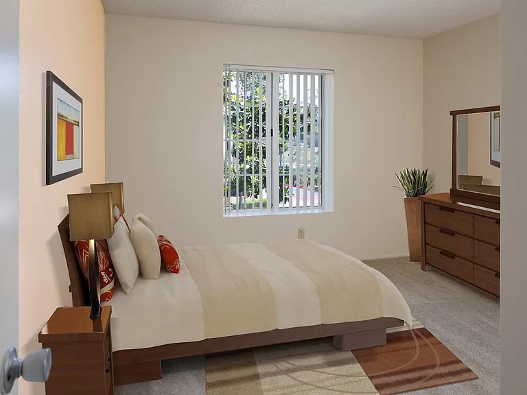 Bedroom with carpet