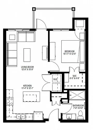 Floor plan One Bedroom B