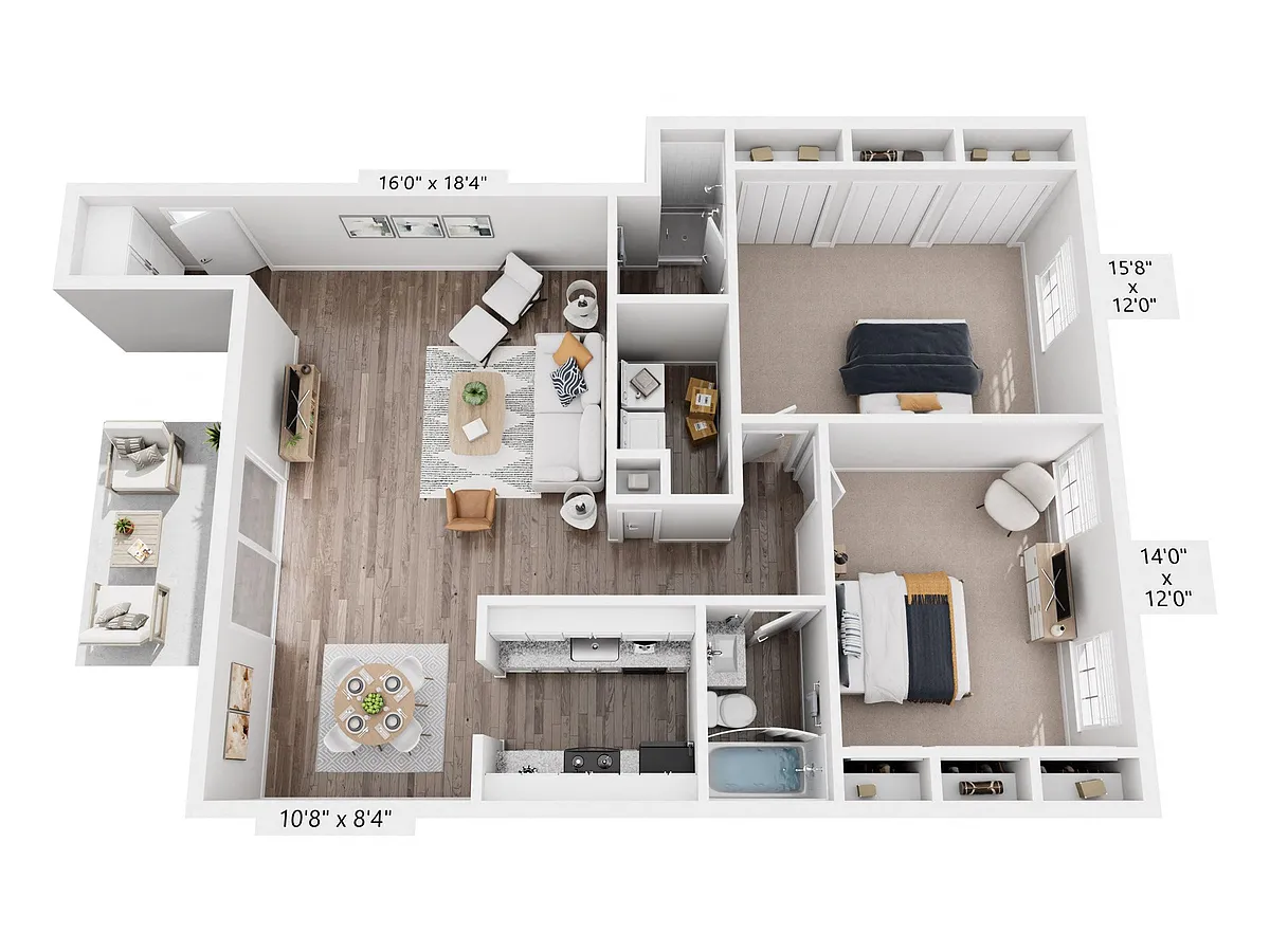 Floor plan 2 bedroom 2 bathroom Renovated -Marshall
