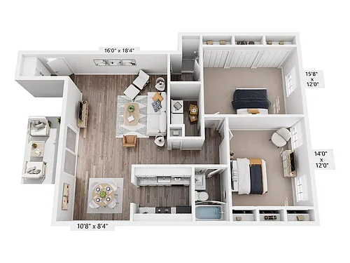 Floor plan 2 bedroom 2 bathroom Renovated -Marshall