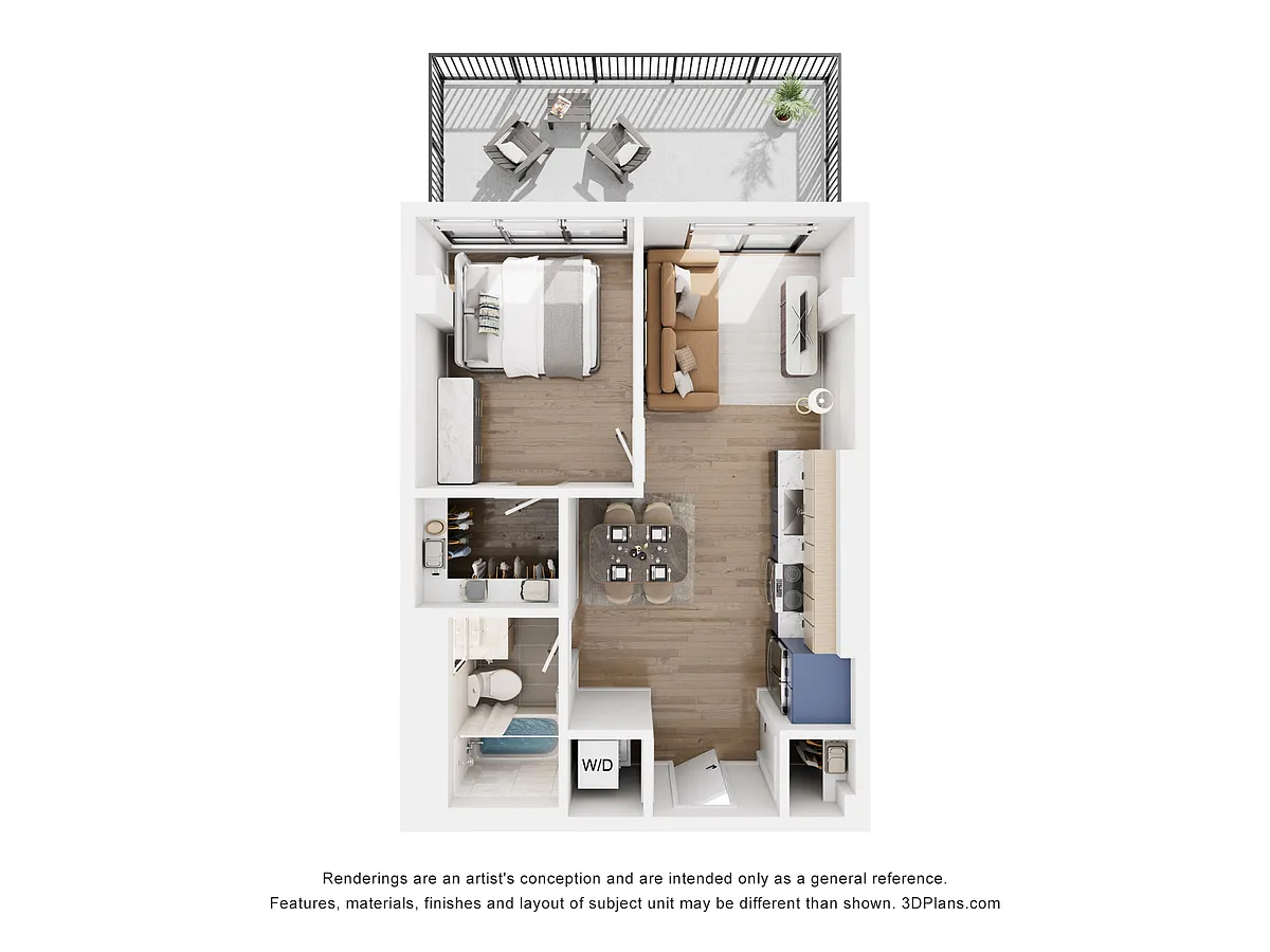Floor plan F - 1 Bedroom