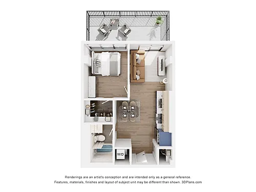 Floor plan F - 1 Bedroom