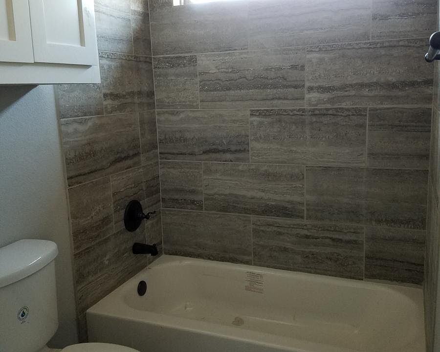 the other with a tub