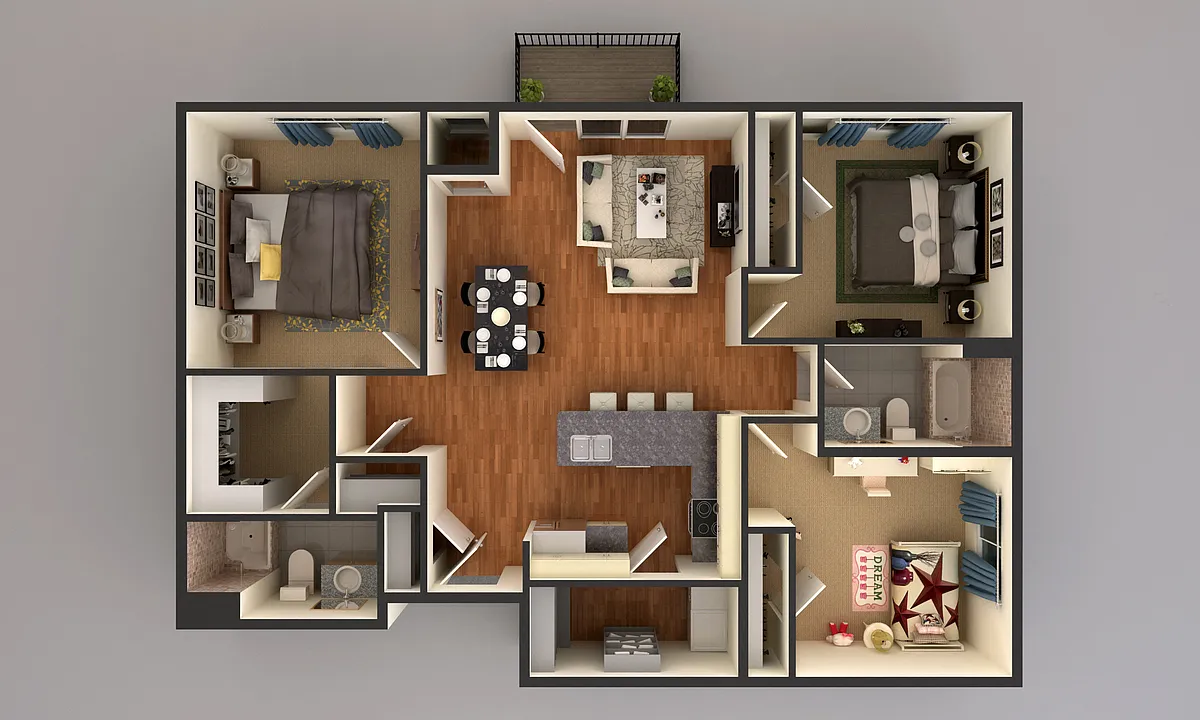 Floor plan 3 Bedroom 4590 B