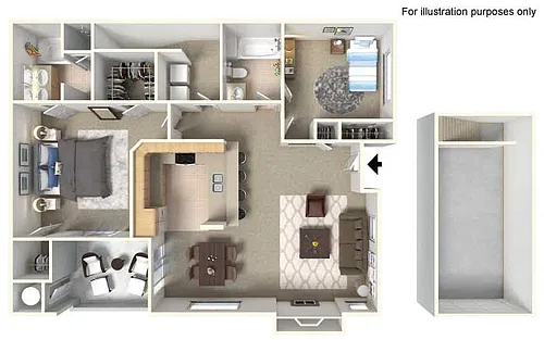 Floor plan PLAN C + 1 Car Garage
