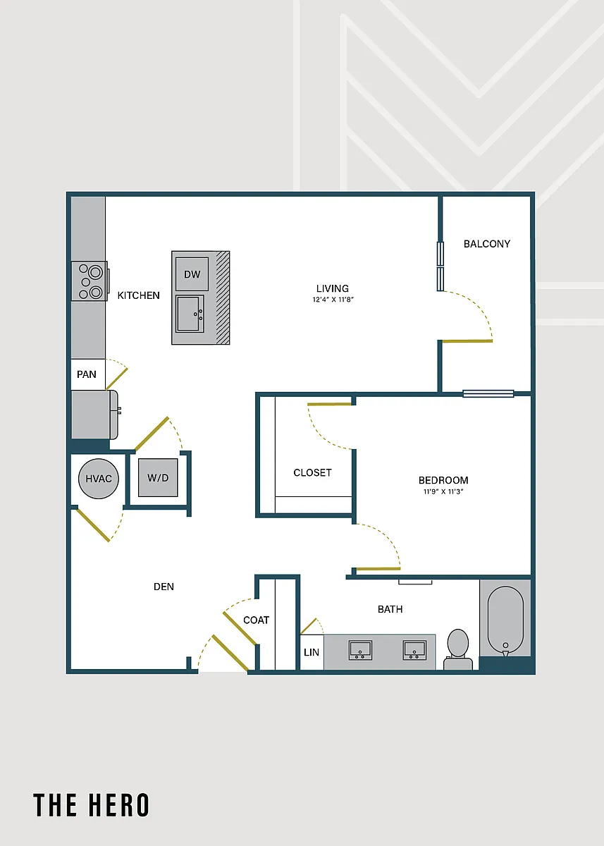 Floor plan The Hero | 1 Bed | 1 Bath