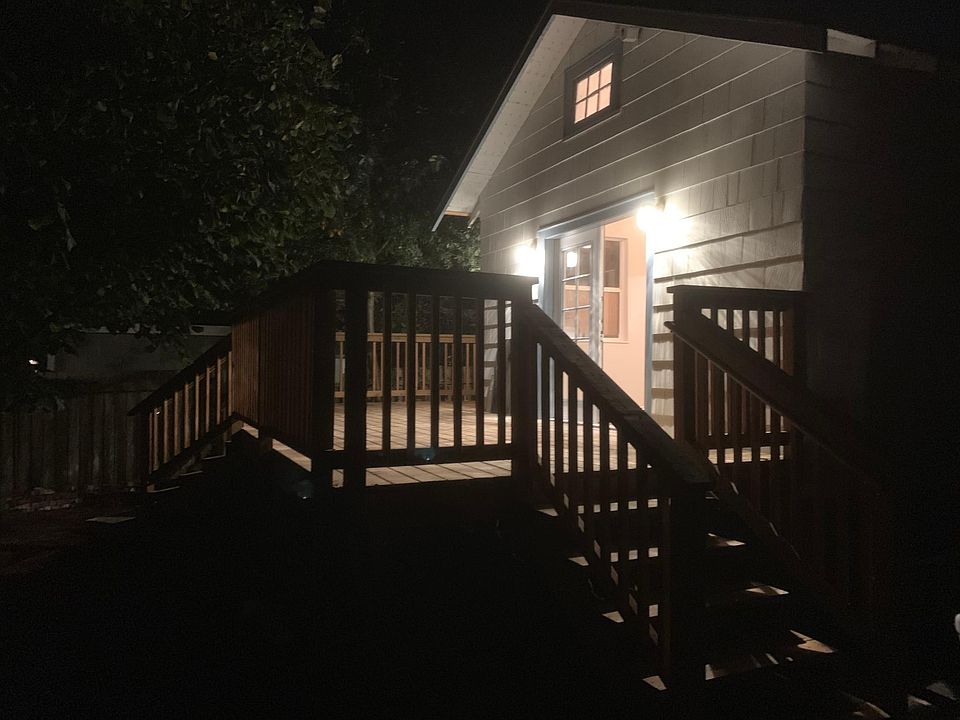 Large deck in private back yard
