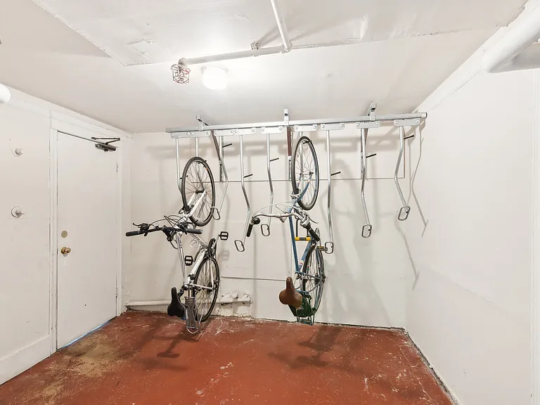 Well-organized bicycle storage area