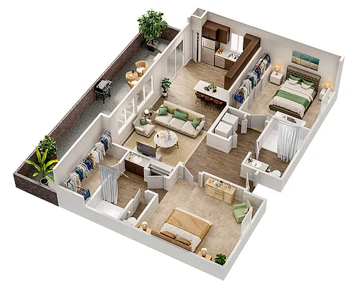 Floor plan 2 Bedroom 2 Bathroom