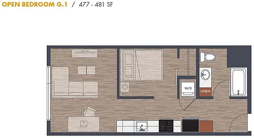 Floor plan Open One Bedroom G.1