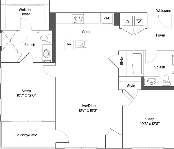 B4 2-Bedroom Floorplan B4 2-Bedroom Floorplan