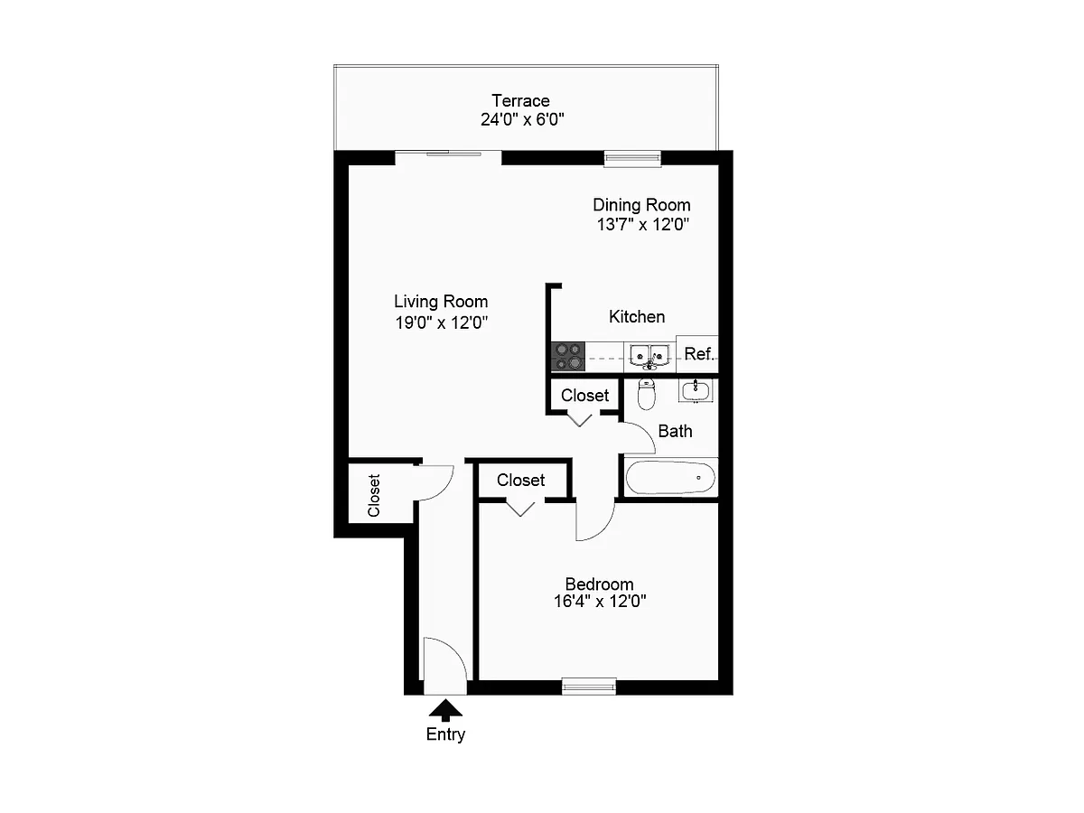 Floor plan One Bedroom 1st Floor