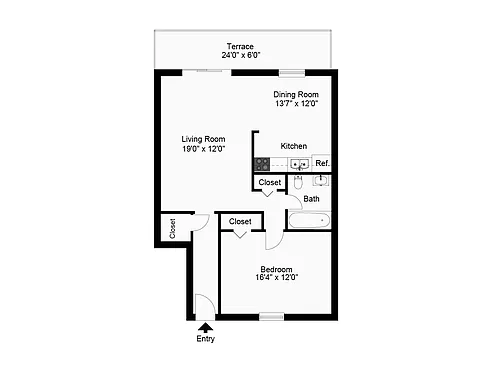 Floor plan One Bedroom 1st Floor