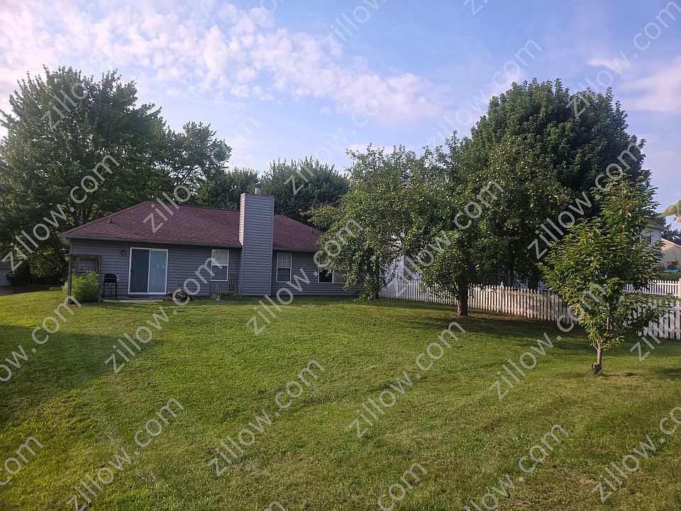 Recent backyard summer view. The small tree closest to the house is to be removed.