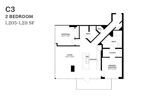 Floor plan Two Bedroom C3