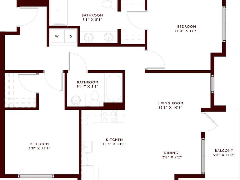 Experience the elegance and functionality of this spacious two-bedroom apartment layout. Experience the elegance and functionality of this spacious two-bedroom apartment layout.
