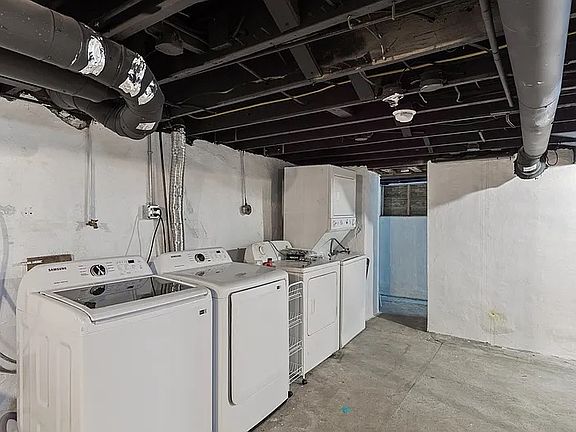 Laundry facilities in the basement