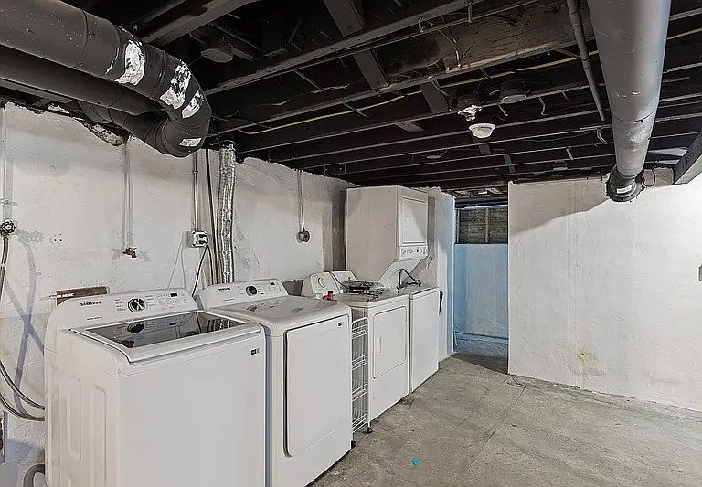Laundry facilities in the basement