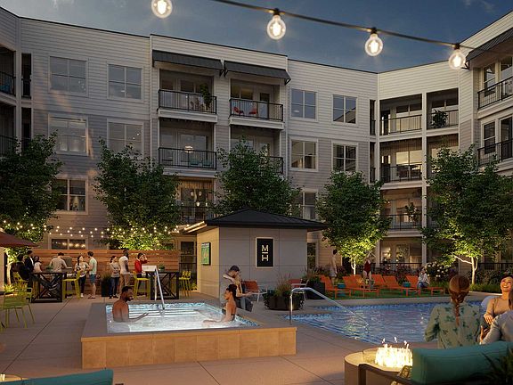 A courtyard oasis complete with private cabanas, outdoor gaming area, grilling stations and a fire pit.