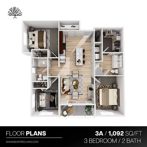 Floor plan 3 Bedroom 2 Bath