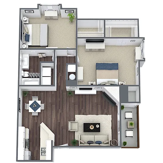 Floor plan B2: 2 Bed 1 Bath