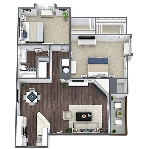Floor plan B2: 2 Bed 1 Bath