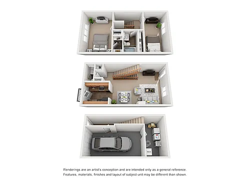 Floor plan Two Bedroom Townhome with Garage