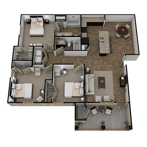Floor plan 3 Bedroom 2 Bathroom Market