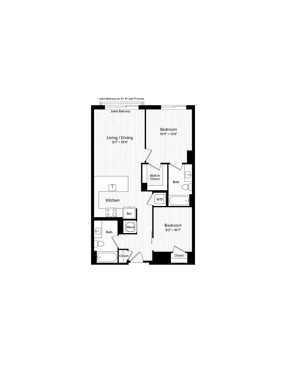 Floor plan B03 One Bedroom and Den