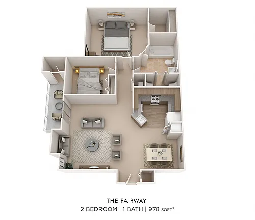 Floor plan Two Bedroom- 978 sqft