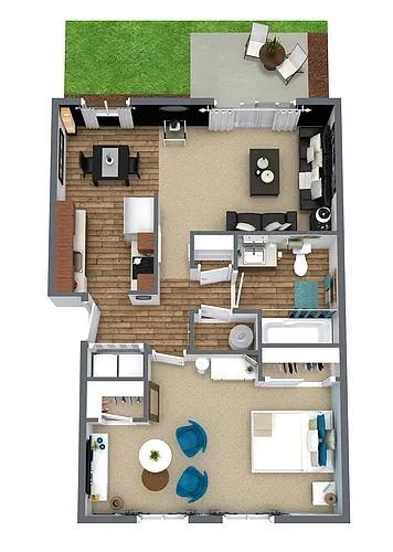 Floor plan One Bedroom with washer dryer
