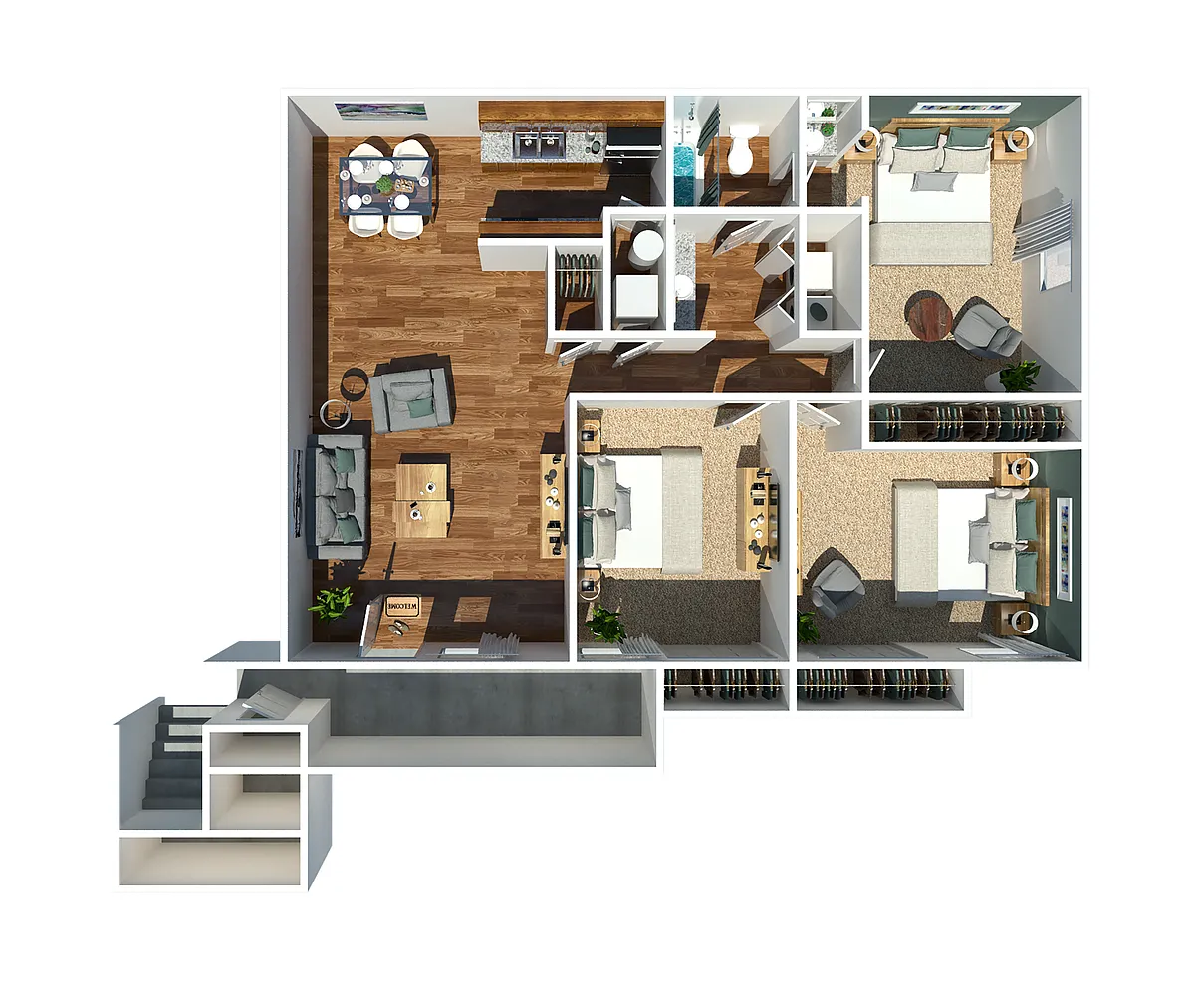 Floor plan Three Bedroom One Bathroom