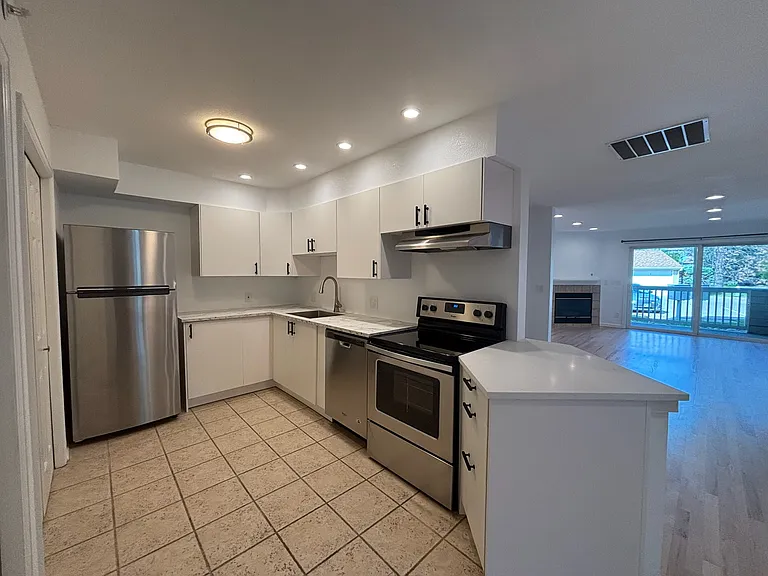 view of newly remodeled kitchen and living space