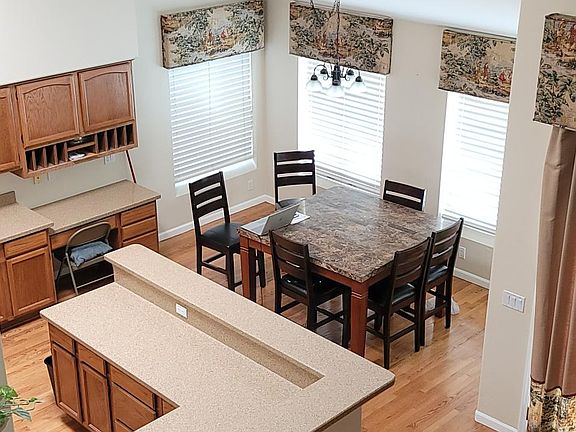 Kitchen and breakfast area from above