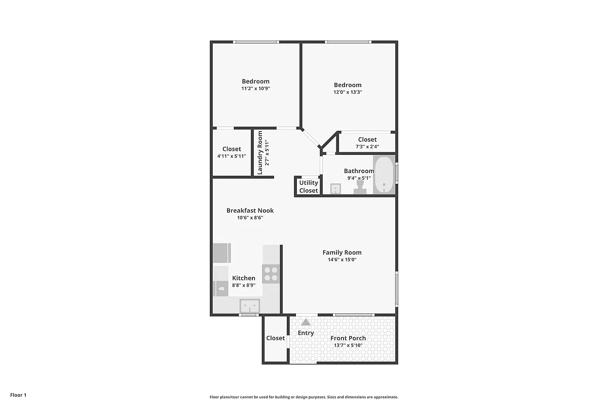 Floor plan 2 Bd 1 Ba Upstairs