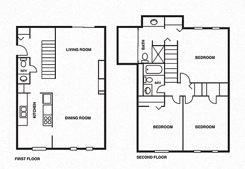 Floor plan 3 Bedroom/2 Bathroom Townhouse A