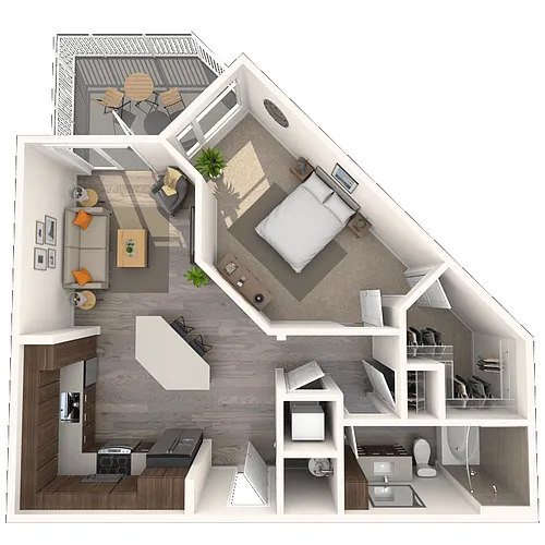 Floor plan Traditional A1 1x1-728 SF