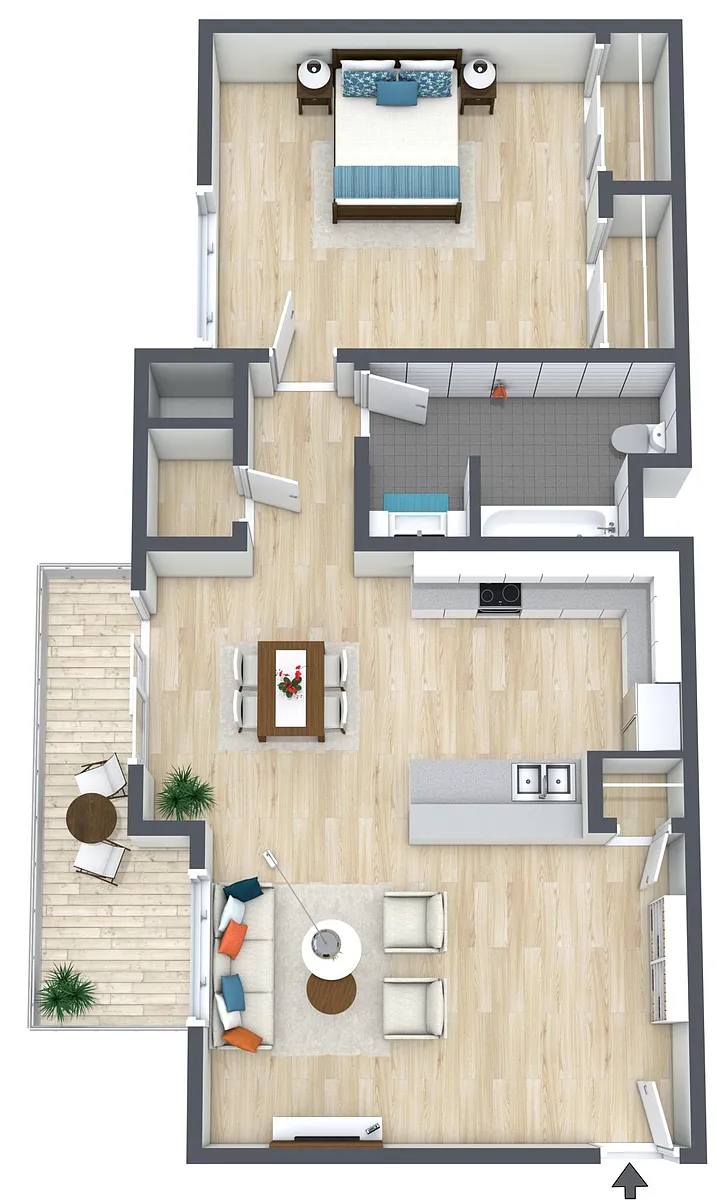 Floor plan 1 Bedroom 1 Bath